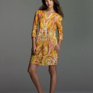 J. Crew Antonia Paisley Print Pastel Linen Shift Dress, Sz 14, EUC